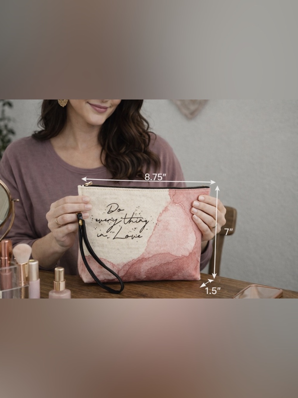 Gifts Of Faith “Do Everything In Love” Canvas Pouch Makeup Bag Wallet